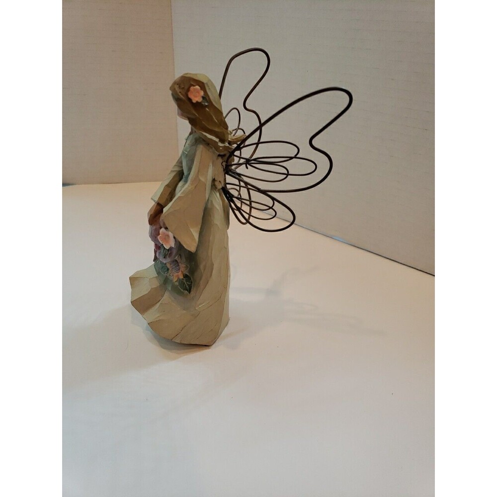 Angel Holding Her Spring Bonnet  7" HighGANZ Resin Wood Carving - Picture 5 of 6